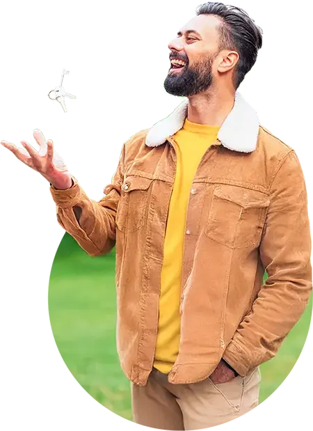 man happy with his property