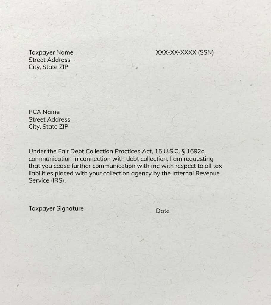 sample pca no-contact letter