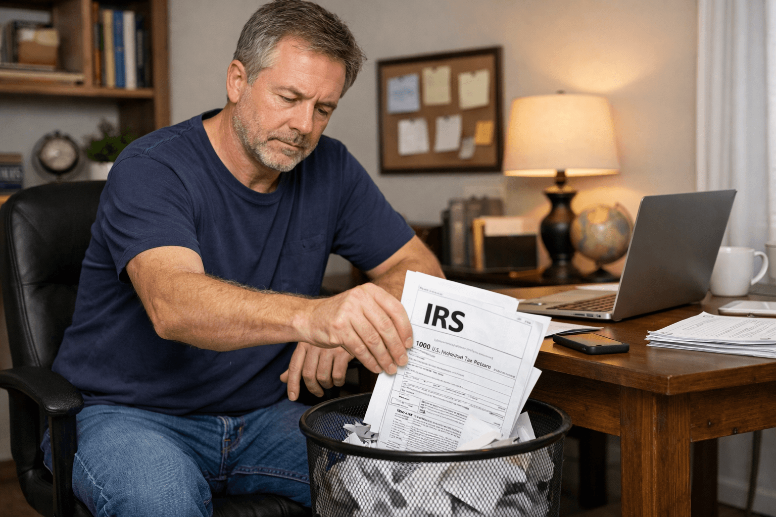 man not filing his taxes